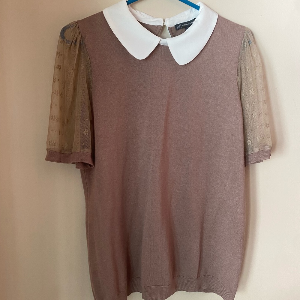 Adrianna papell Brown collared blouse